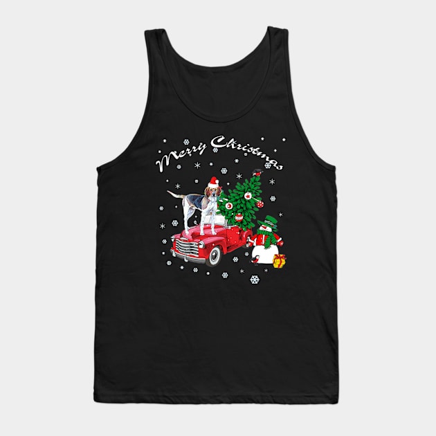 Treeing Walker Coonhound Rides Red Truck Christmas Tank Top by MarrinerAlex